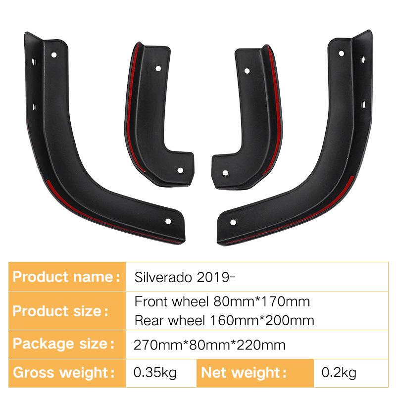 For Chevrolet Silverado -2024 door lower corner tire fender universal fender garnish fender flares mud flaps
