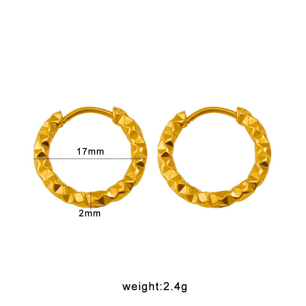 18K Gold Titanium Steel Starry Sky Hoop Earrings - Colorfast, High-Grade, Casual Style Ear Studs
