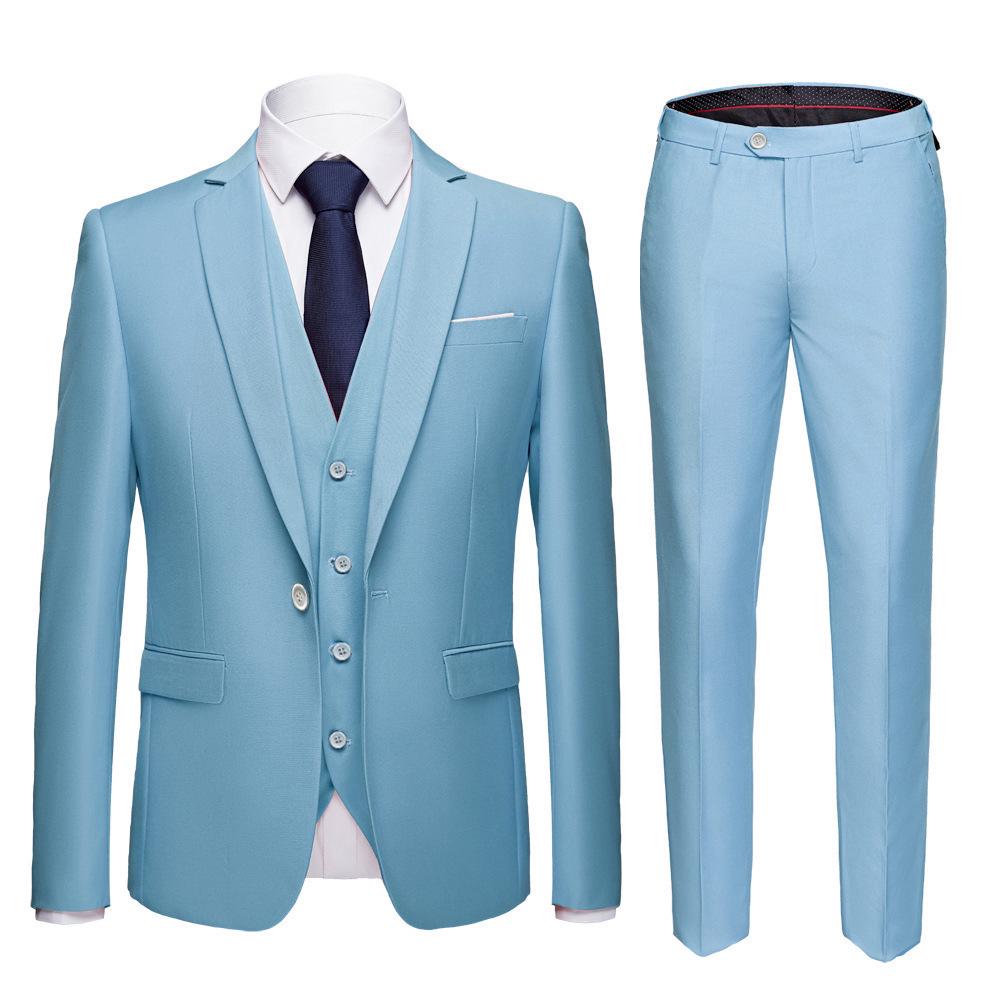 Men's Korean Style Slim Fit Wedding Tuxedo Three-Piece Suit