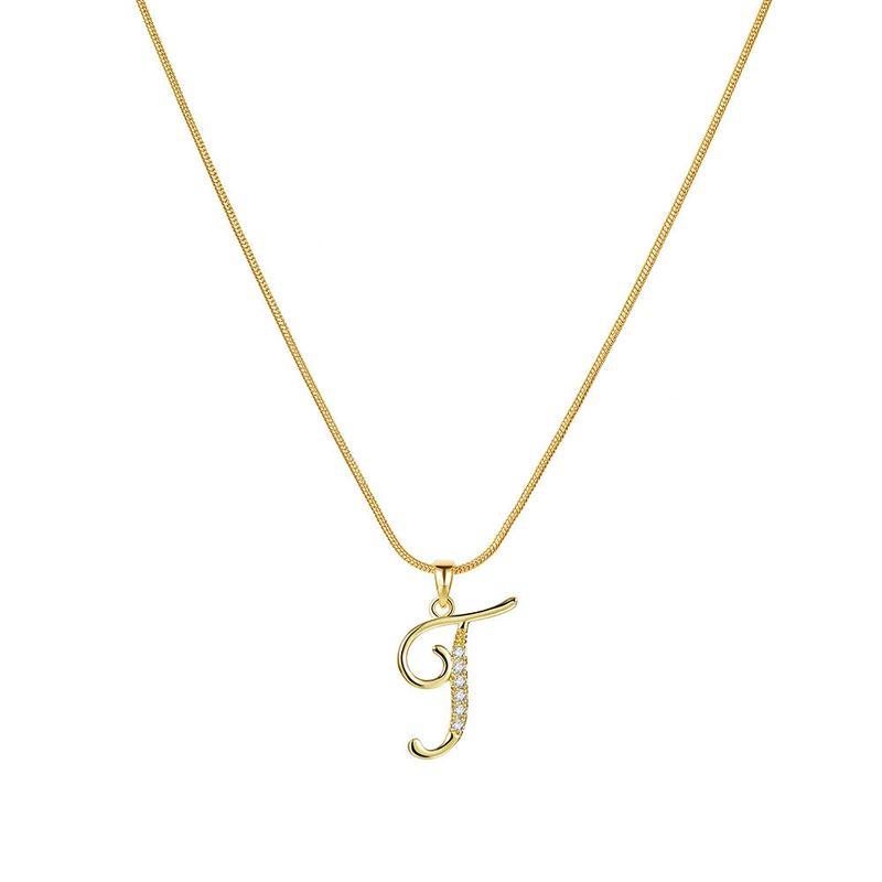 Europe and America Cross Border 26 Letters Copper Inlaid Zircon Snake Chain Necklace Letter Gold Pendant Creative Minimalist Letters