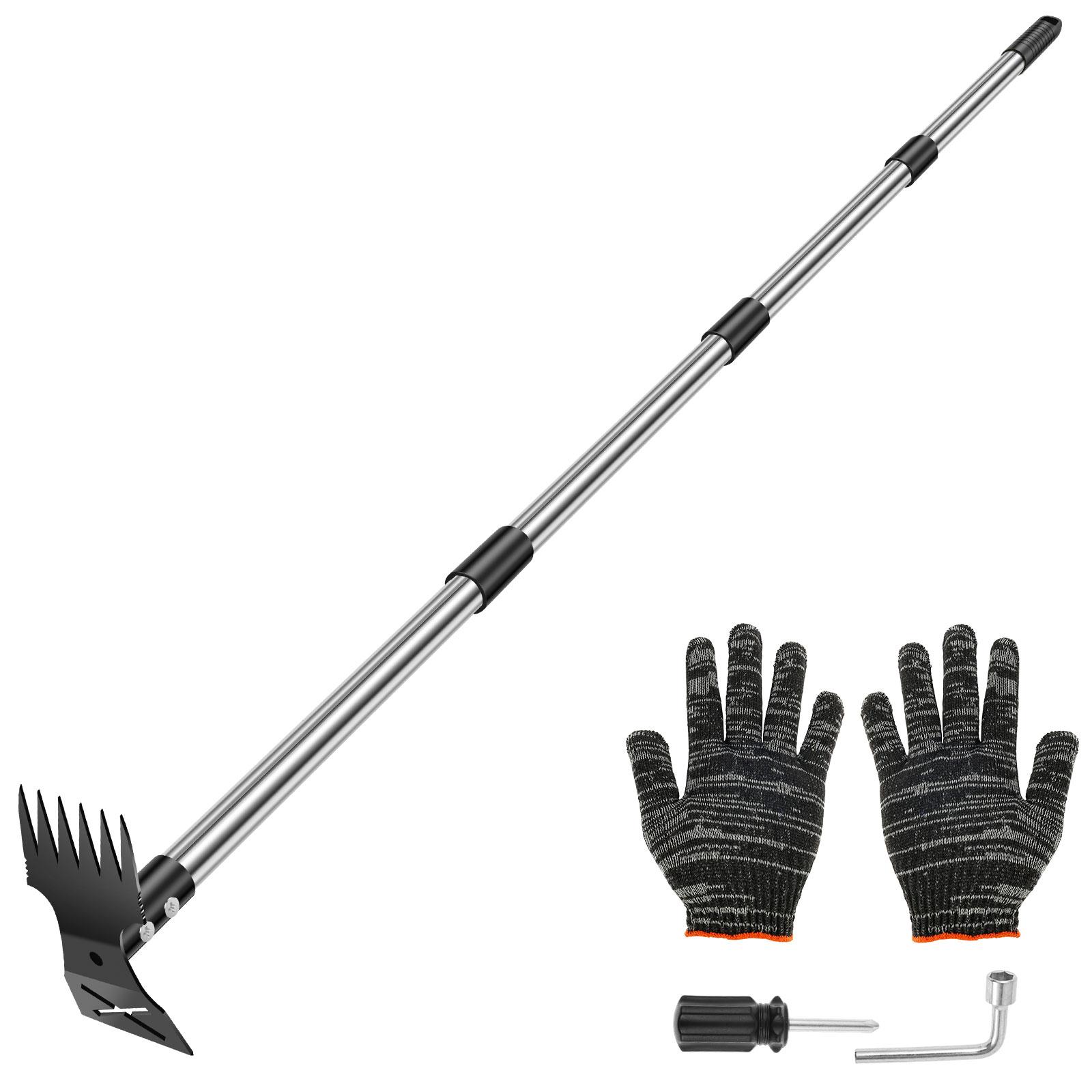 

Садовые грабли для соломы из нержавеющей стали, садовый инструмент для удаления сорняков, удаляет мертвую траву, листья, очищает, рыхлит почву, газонные грабли чёрный