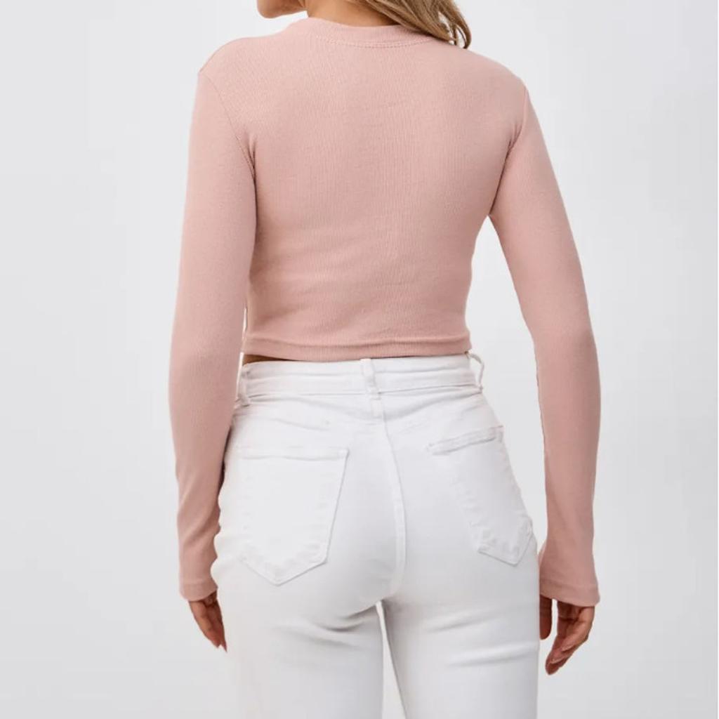 Women's Round Neck Long Sleeve Knit Ribbed Fitted Casual Basic Shirts