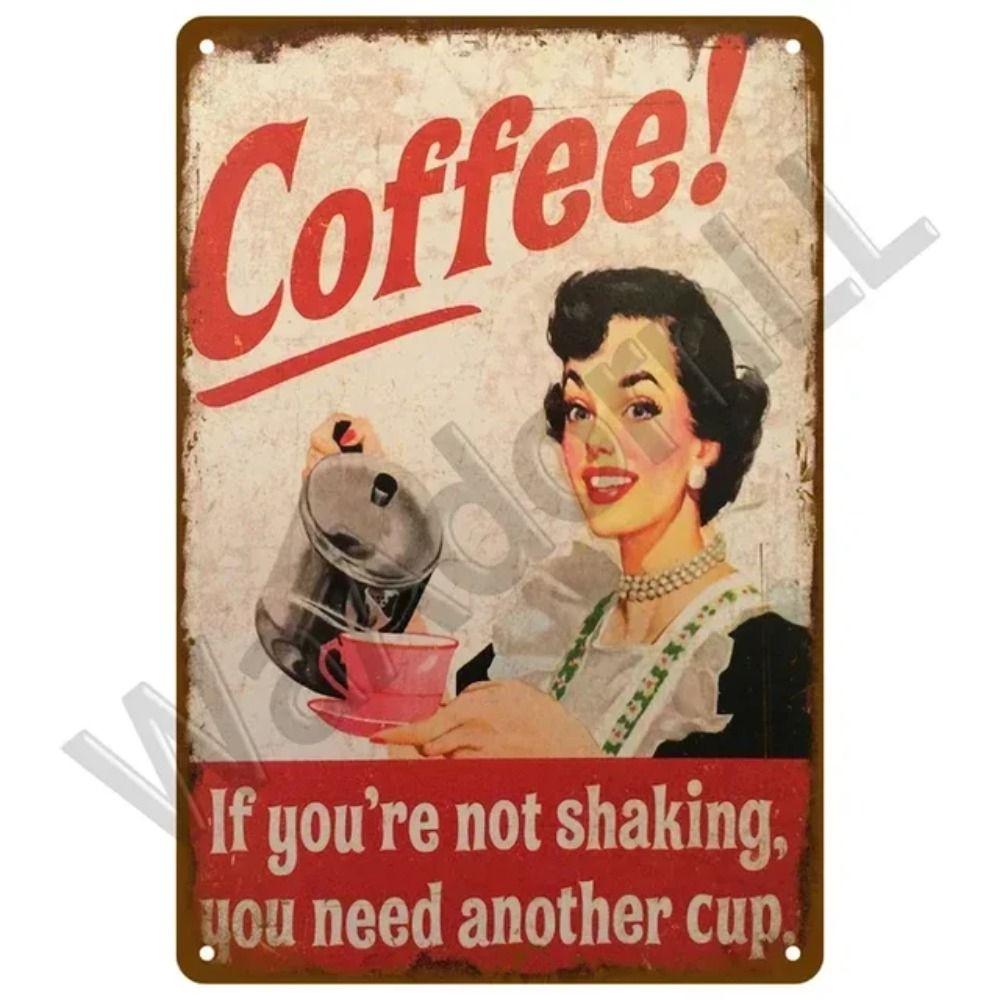 

Vintage Coffee Metal Sign, Retro Tin Wall Decor for Kitchen Bar Cafe