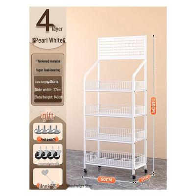 4-Tier Mobile Food Display Shelf