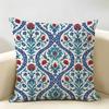 Blue Red Ottoman Style Cushion Cover Natural Linen Organic Fabric Double-Sided Printing Breathable Perfect For Home Decor