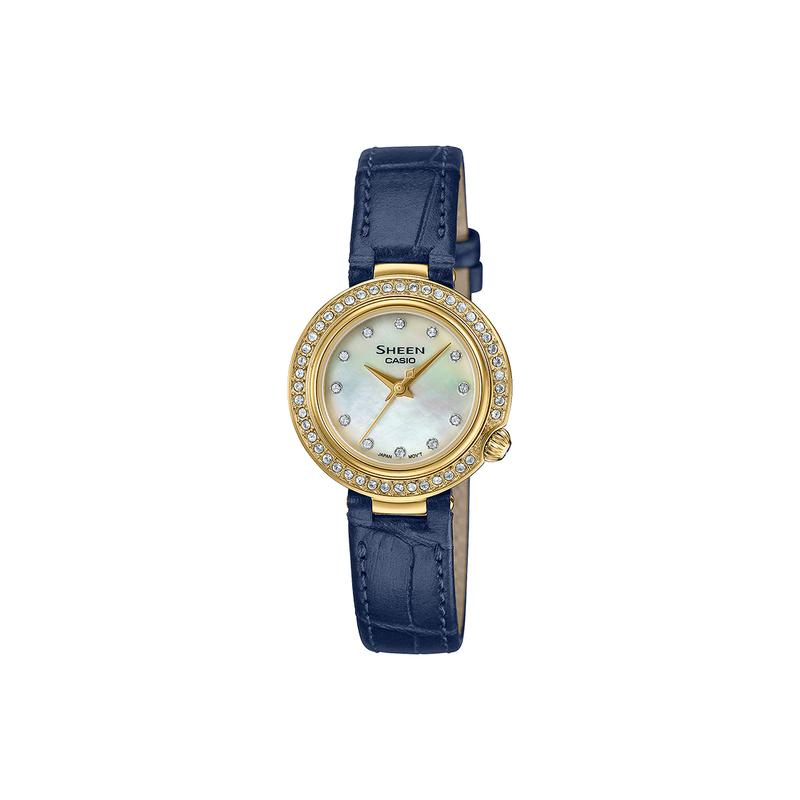 CASIO Sheen series 50 meters waterproof Quartz leather strap women's watch mother-of-pearl dial SHE-4565