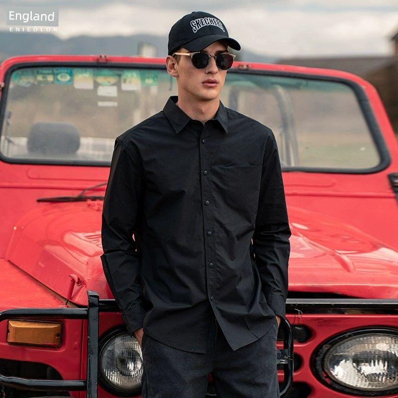 

Yingjilun Comfortable Breathable Casual Polo Collar Long Sleeves Shirt Black 4XL