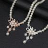 New Fashion Pearl Flower Necklace Earrings Set Hot Sale Women's Jewelry Alloy Electroplating