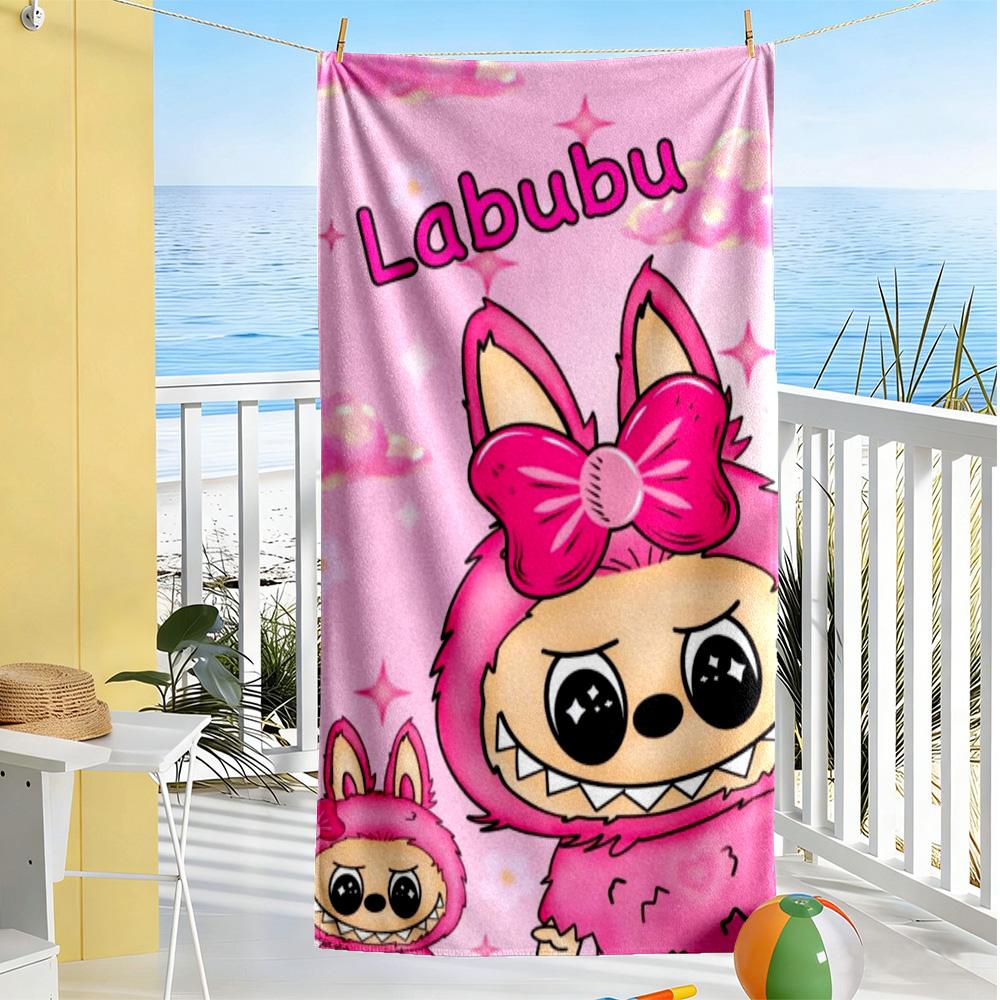 Labubu Plaj Havlusu Süper Yumuşak Mikrofiber Hızlı Kuruyan Kumaş Rahat Hafif