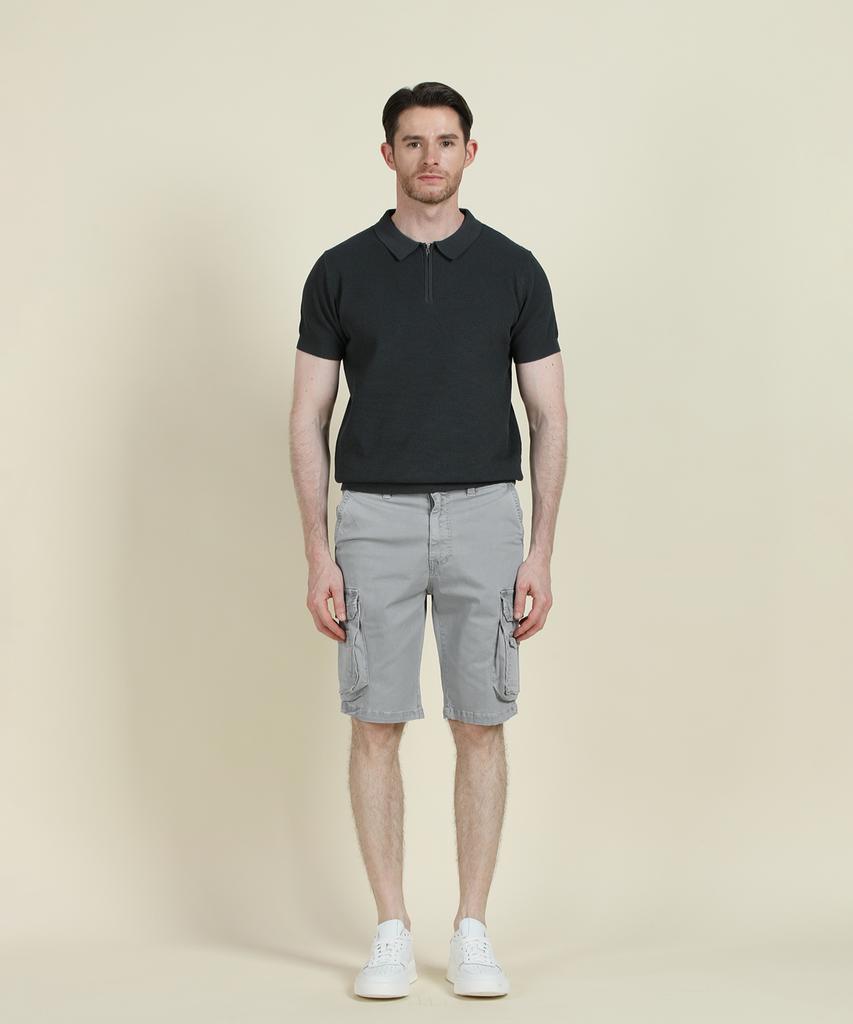 PANICALE Charcoal Short-Sleeve Zip-Up Polo Knit