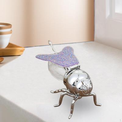 Bee Design Honey Jar with Spoon, Glass Dispenser for Syrup, Condiment Holder Dining Room