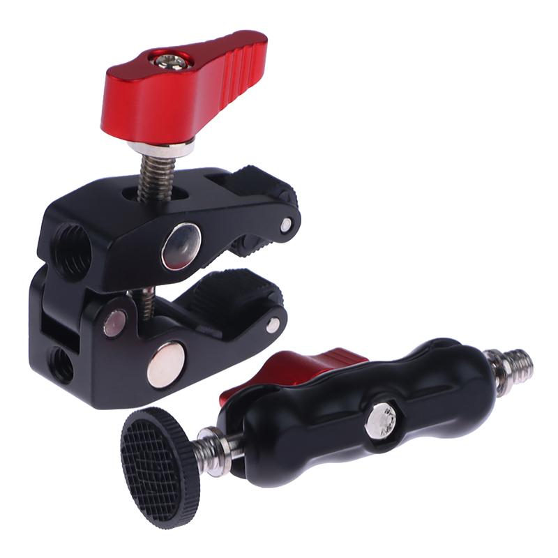 Aluminum Alloy Clamp With Double Ball Head Magic Arm Clamp 1/4'' 3/8'' Hole For Phone Video Mount Camera Monitor Led Light Mic