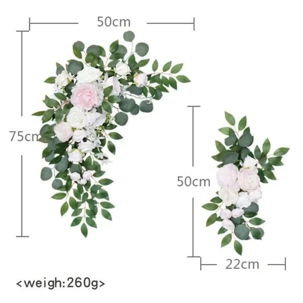 2pcs Artificial Flowers Wedding Backdrop Wreath Decor Welcome Card Sign Corner Wall Props Arrange Arch Fake Flower Row