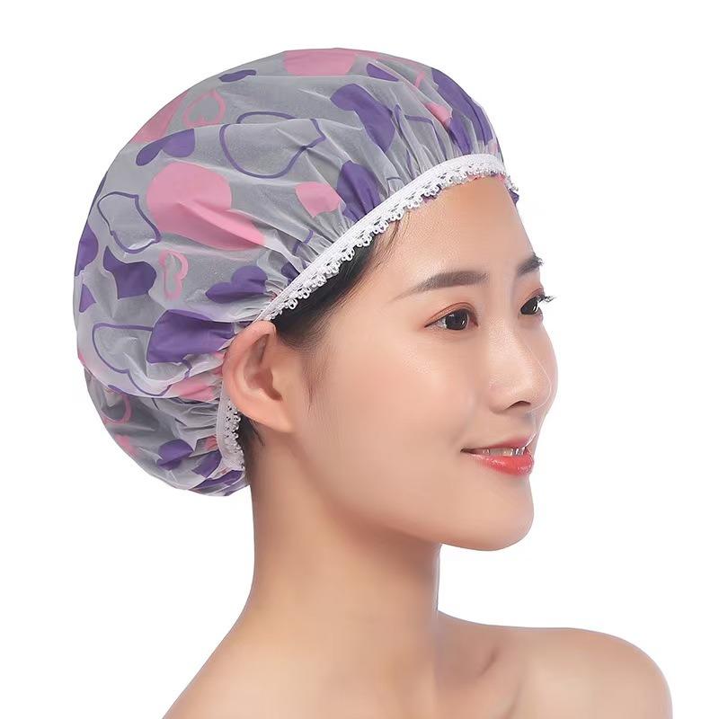 4pcs Waterproof Shower Cap WOMEN'S Household Bathing Anti-oil Smoke Hair Care Shower Cap Dry Hair Cap