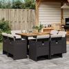 Vidaxl 9-Cz. Garden Furniture Set With Cushions, Black, PE Rattan