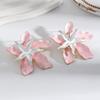 New Vintage Metal Pink Blue Flower Big Earrings for Women Geometric Floral Drop Earrings Statement Jewelry Party Gifts