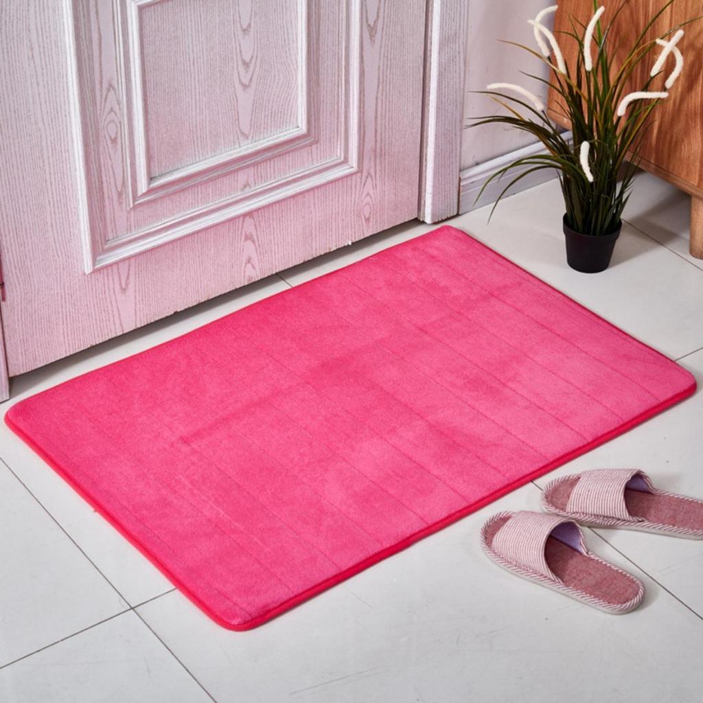 Coral Fleece Stripes Engraving Bathroom Mat Bath Non-slip Carpets In Wash Basin Bathtub Side Floor Rug Shower Room Doormat Memory Foam 3D Pad