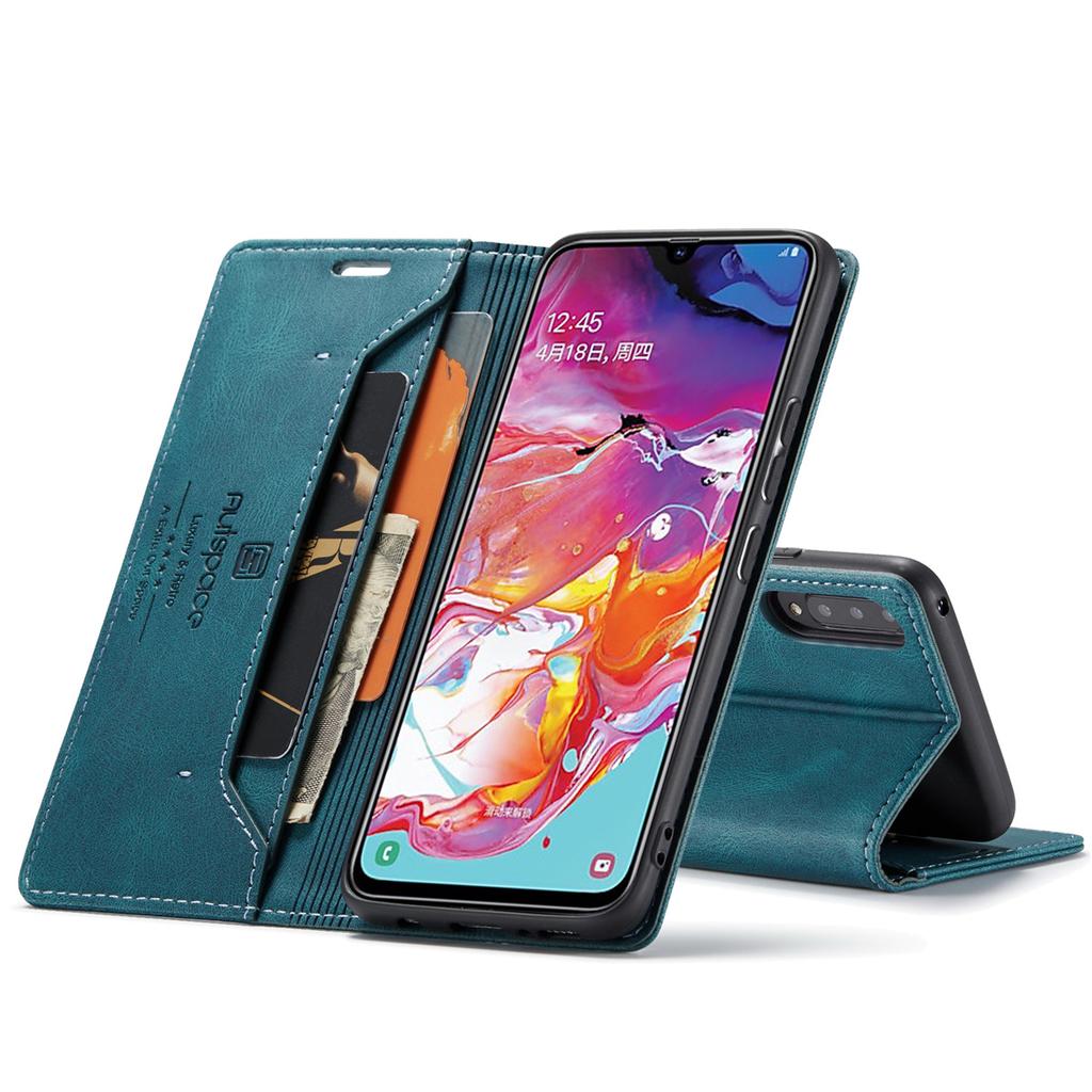 Premium Vintage Leather Wallet Case for Samsung Galaxy A70 - RFID Blocking Flip Cover with Card Slots (4 Colors)