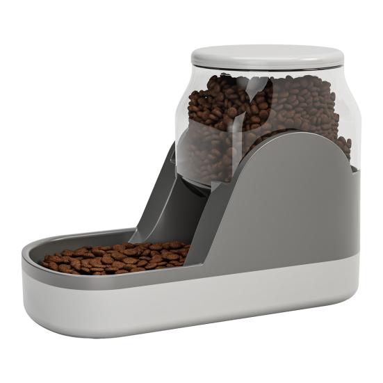 

Диспенсер із прозорим резервуаром і верхньою кришкою. Гравітаційна миска для води. Годівниця для котів і собак B сірий