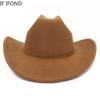 Yeni kadın erkek Yapay Yün Batı kovboy şapkası Kış Sonbahar Beyefendi Caz ​​Cowgirl Şapka Cloche Sombrero Kapaklar