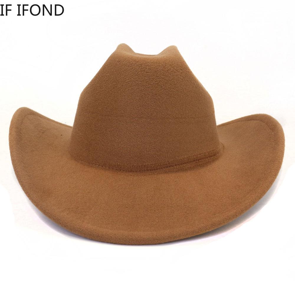Yeni kadın erkek Yapay Yün Batı kovboy şapkası Kış Sonbahar Beyefendi Caz ​​Cowgirl Şapka Cloche Sombrero Kapaklar