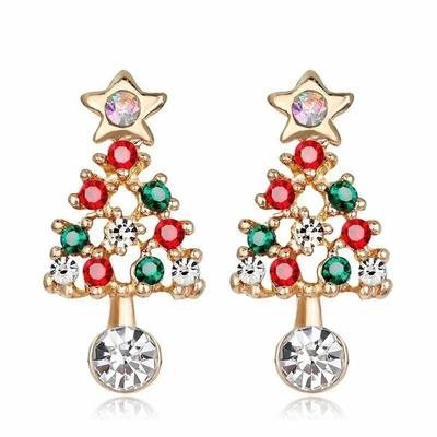 Women Earrings Christmas Tree Earrings Rhinestone Ear Stud Elegant Christmas Jewelry Xmas Gift Ear Rings