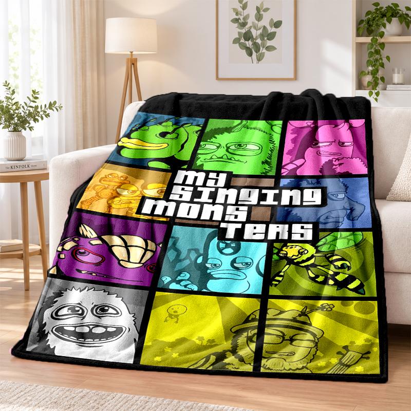 My Singing Monsters Flannel Throw Blanket Soft Warm Cozy For Sofa Bed Indoor Home Bedroom Use