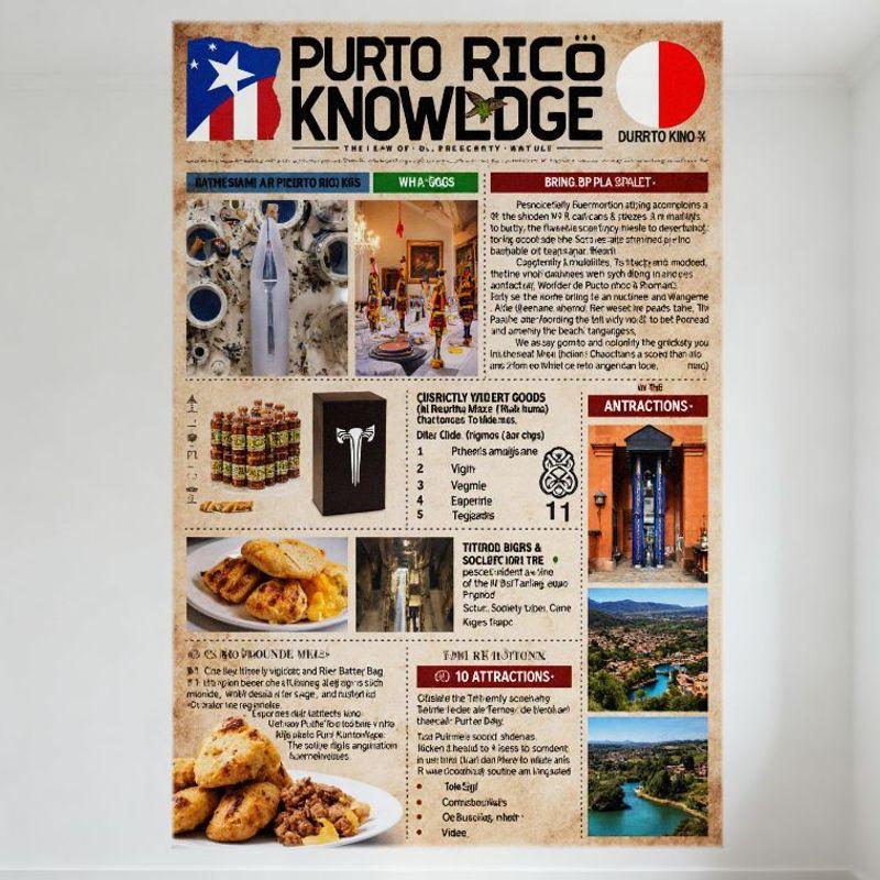 

Puerto Rico Knowledge Legendary Angeles Metal Tin Sign, Home Decor for Bathroom, Kitchen, Bar - Puerto Rican Culture, Food, Attr 20x30cm（7.8x11.8inch）