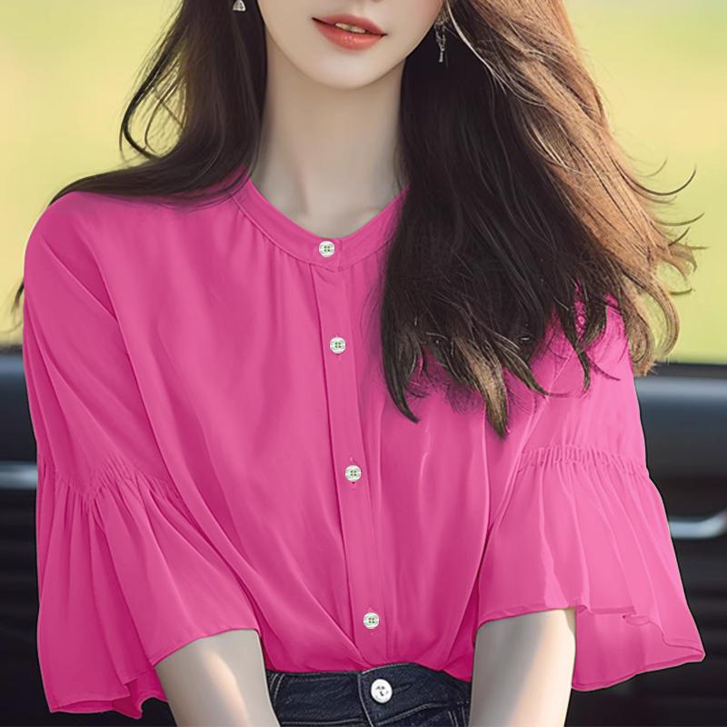 

ZANZEA Женская повседневная блузка с круглым вырезом, однотонная, свободного кроя, с коротким рукавом 3XL