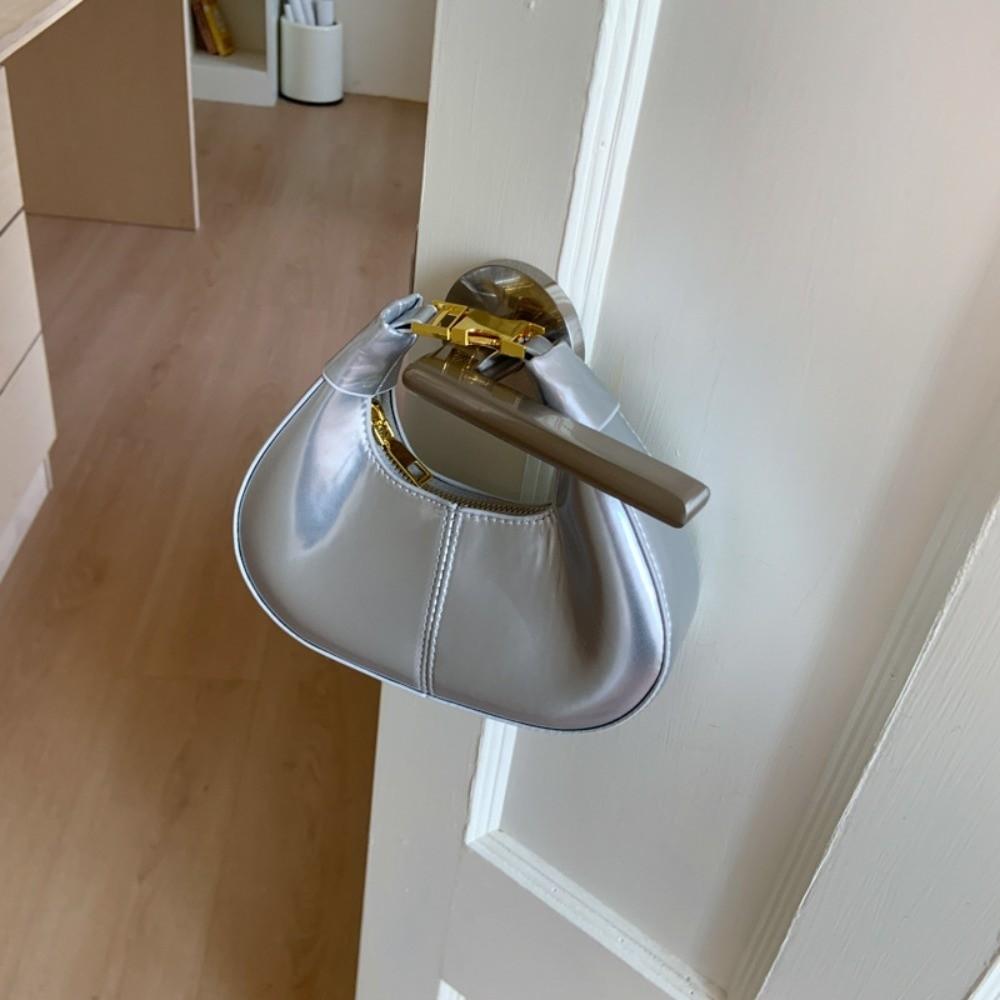 

Y2k Half-moon Crescent Bag Simple Women s Coin Purses Trendy Pu Leather Handbag Daily срібний