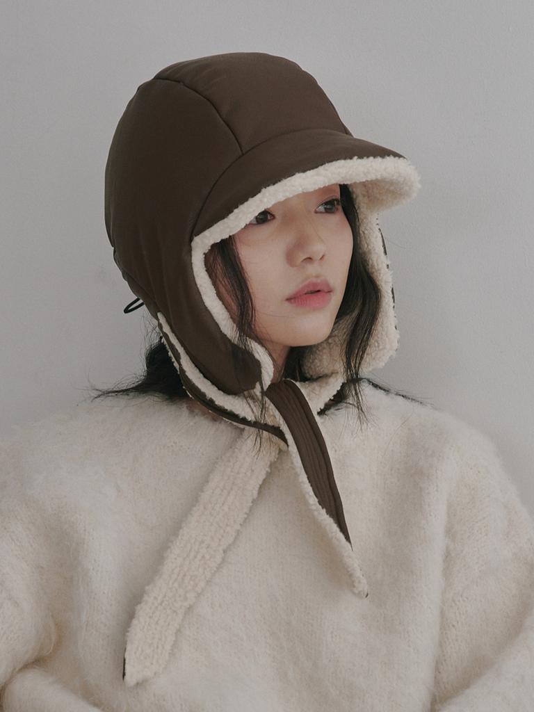 Olinkeompeulliteu Leather Poodle Padded Balaclava (Brown)
