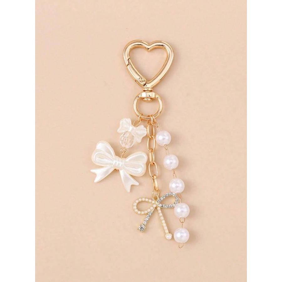 1pc Unisex Faux Pearl Bow Keychain Pendant Beach Vacation Series Gift For Friends Keychain Accessory Car Accessories For Woman Gifts For Women