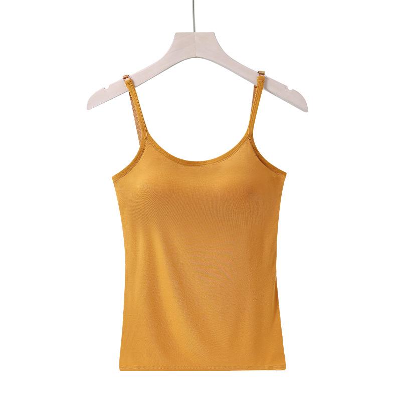 Women's One-Piece Camisole with Built-In Pads: Wire-Free, Adjustable Spaghetti Straps, Ideal Bandeau Base Layer
