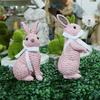 Mini Courtyard Home Furnishings Children's Room Decoration Resin Bow Vine Weaving Effect Rabbit Easter Ornament