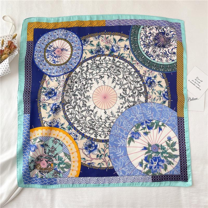 Foreign Style Small Silk Scarf 71cm Square Scarf Hangzhou Silk Imitation Silk Scarf Professional Women's Scarf Decorative Small Silk Scarf
