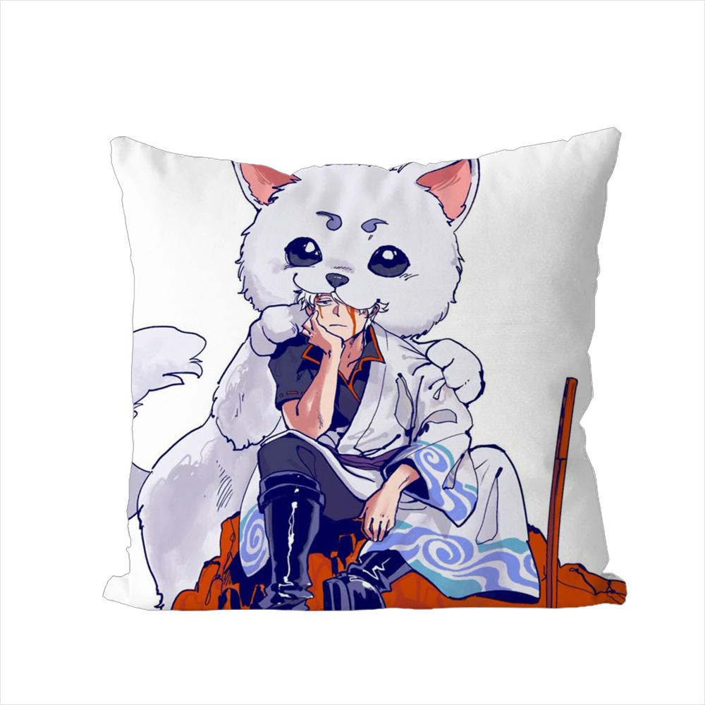 Gintama Animationskissenbezug für Auto Sofa Dekoration Zuhause Zweiseitiger Druck Plüsch Quadratisch Wurfkissen Kissenbezug
