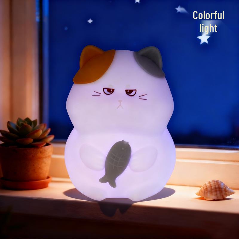 

Greedy Cat Silicone Night Light: Kids Bedroom & Baby Feeding Lamp 1W (In Stock/USB Cable + Color Box)