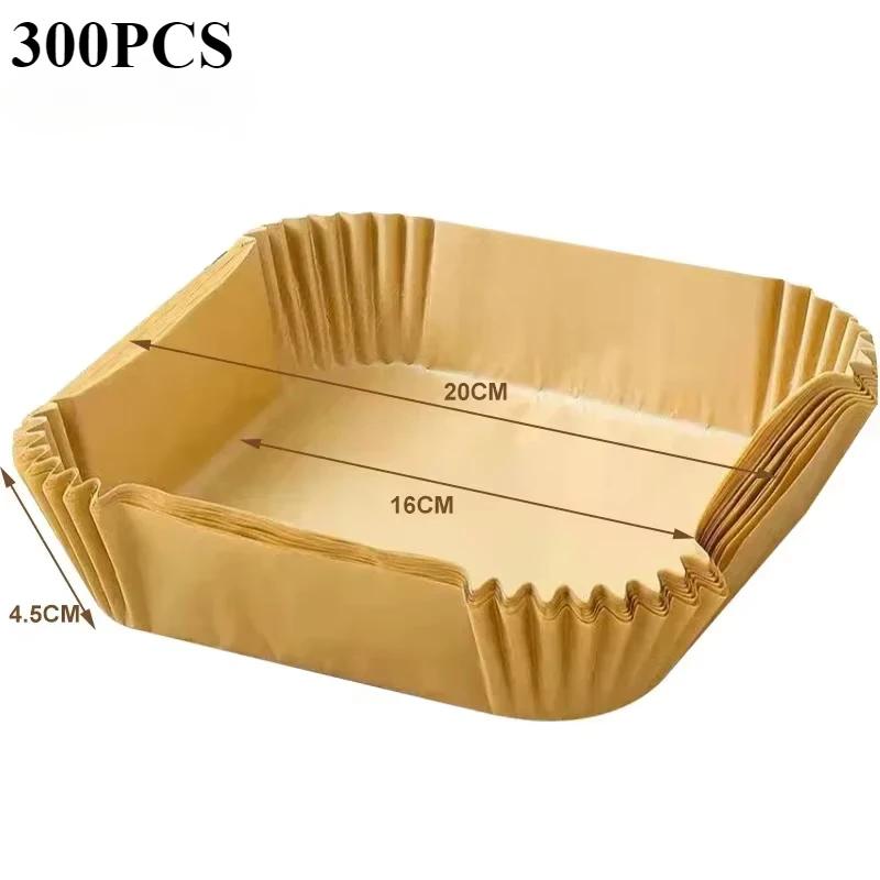 300/200/100/50PCS AirFryer Oil-Proof Disposable Paper Liner Air Fryer Baking Tray Paper Special Baking Paper Tray Accessories