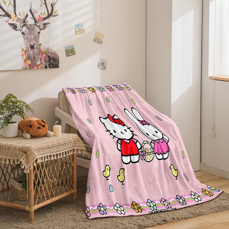 Cartoon Hello Kitty Double Sided Flannel 3D Digital Printed Blanket Blanket