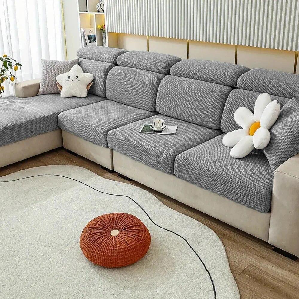 Einfarbige Jacquard-Sofasitzbezüge, elastischer Sofabezug für Wohnzimmer, weicher Möbelschutz, waschbarer Sofakissenbezug für Haustiere
