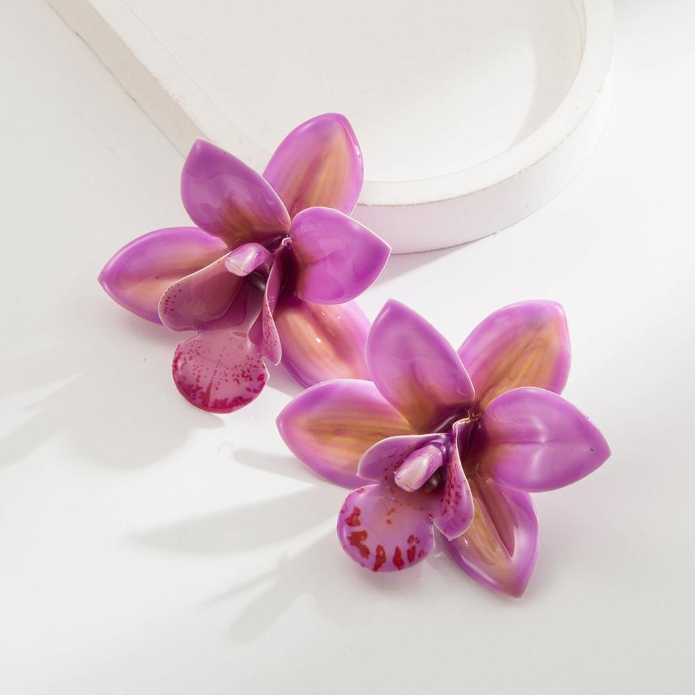 

1 Pair Exaggerated Design Flower Stud Earrings Elegant Boho Earrings Women Accessories фіолетовий
