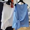 Minimalist White Cotton Knot Tank Top For Summer Casual Wear Women