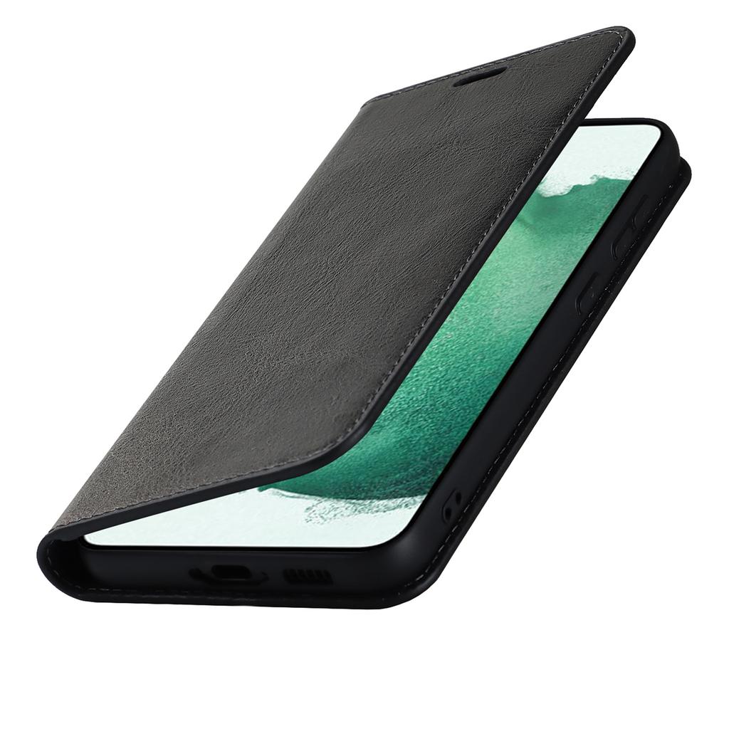 For Samsung Galaxy S23+ Magnetic Absorption Phone Cover Stand Flip Wallet Crazy Horse Texture Genuine Leather Phone Case