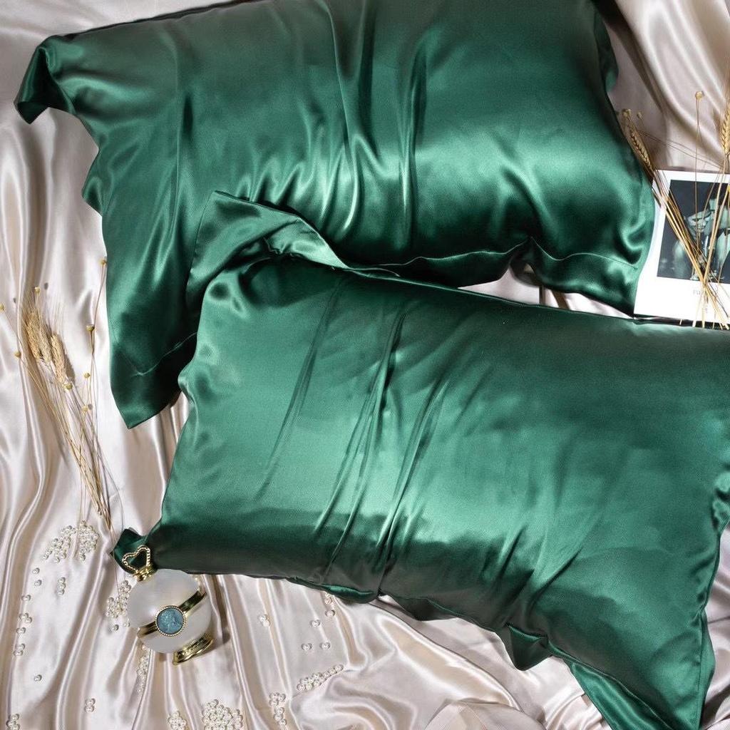 Double-Sided Mulberry Silk Pillowcase - Ice Silk, Wide Edge, Solid Color, and Beautiful Design.