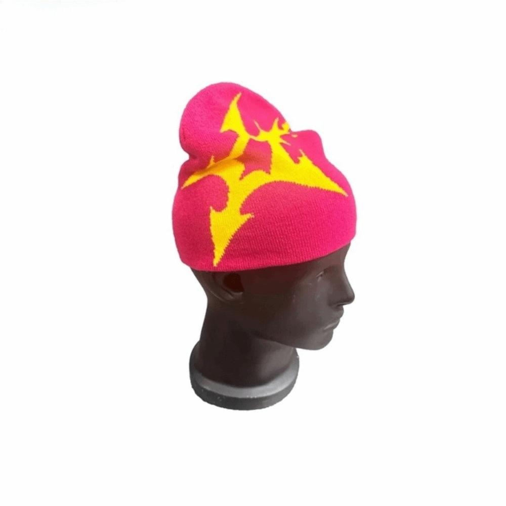 

Trendy Design Gothic Pattern Jacquard Kpop Hat Y2K Fashion Hip Hop Style Streetwear Cap Knitted Texture Unisex Hat One Size розы красного