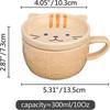 300ML Cute Ceramic Cat Coffee Mug with Lid for Cat Lovers,Funny Novelty Cat Breakfast Mugs for Friends Gift