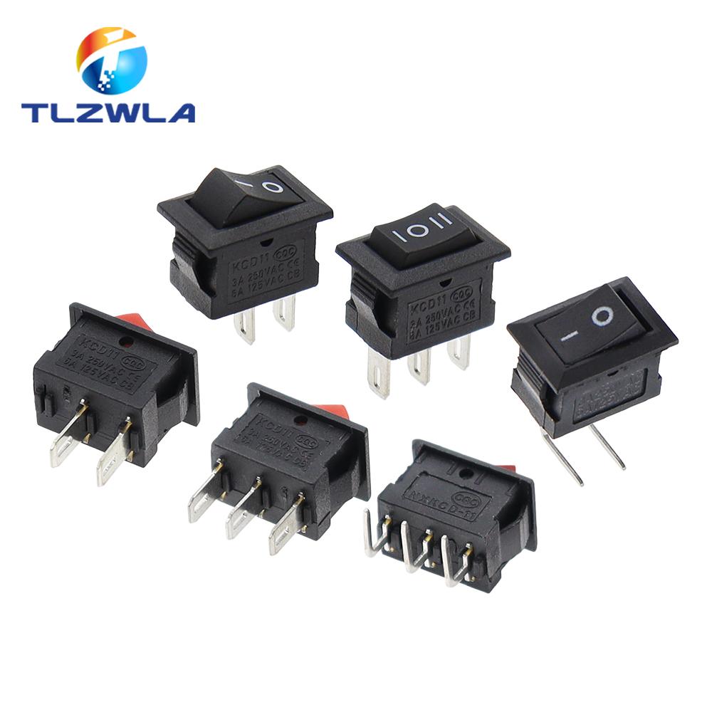 5/10 Stück KCD11 Kippschalter 10*15mm Mini-Druckschalter EIN-AUS / EIN-AUS-EIN 2 Pins / 3 Pins 3A 250VAC / 6A 125VAC 10x15mm