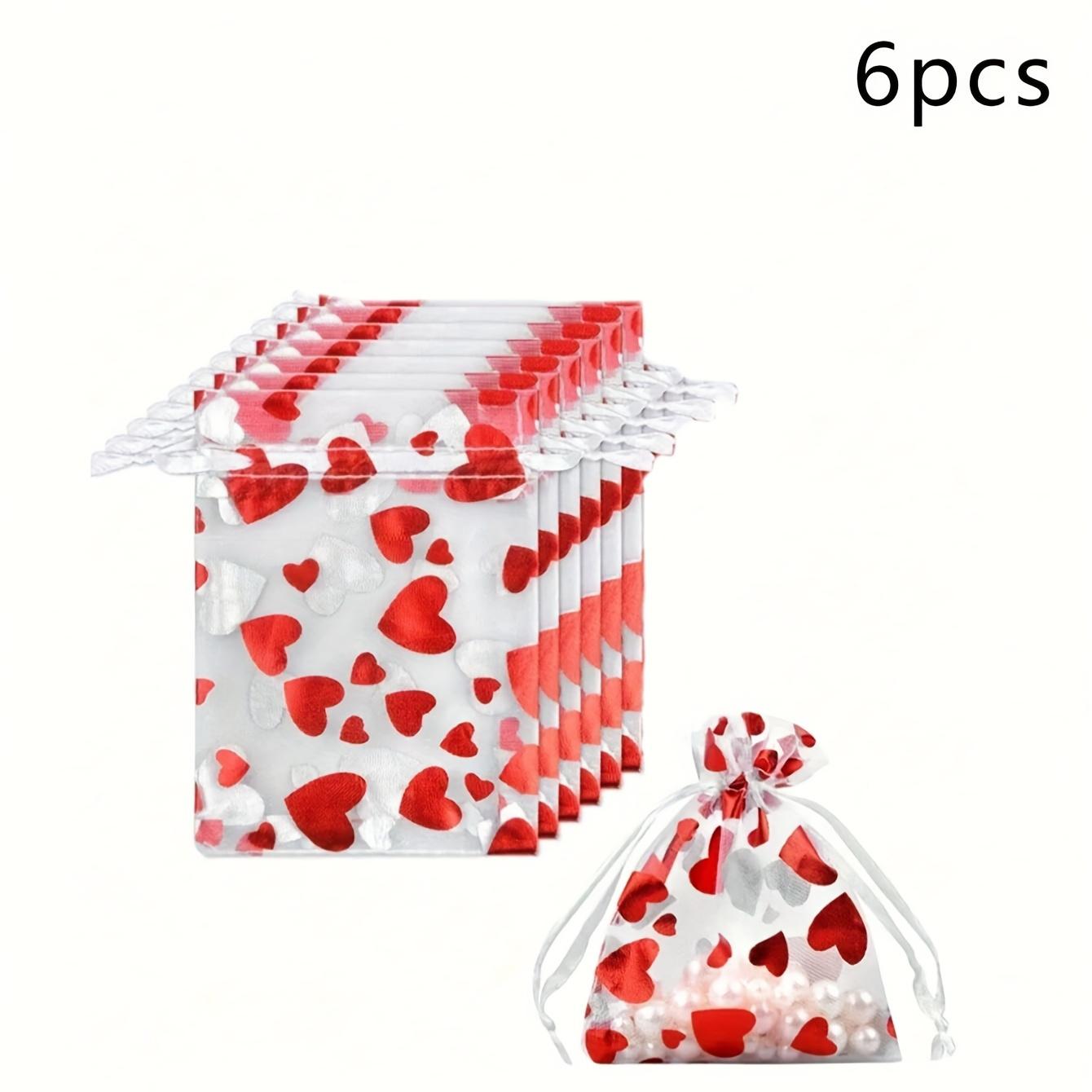

6/30/60pcs/set Red Love Heart Mesh Drawstring Bag | Valentine s Day Surprise Gift, Wedding Candy Bag, Jewelry Storage Bag Other