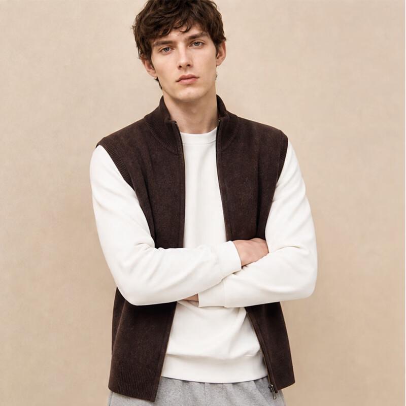 JOW Men's Premium Wool-Cashmere Blend Stand-Collar Sleeveless Vest