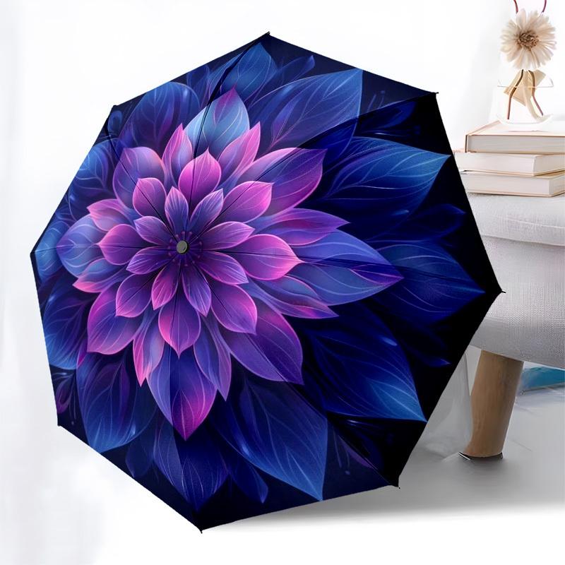 1 Stück Regenschirm mit floralem Mandala-Design und Kunststoffgriff, Kompakt & Stilvoll, Geeignet für alle Jahreszeiten YS331012